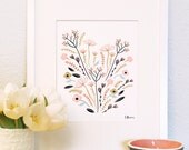 bloom art print 8 x 10 floral bouquet illustration in spring colors with white background