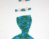 Mermaid Baby Photography Prop tail - newborn baby infant costume fish tail blue green RTS