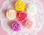Colored Flower Rose Mix Cabochons 5pcs