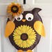 Sunflower Owl Burlap Door Hanger