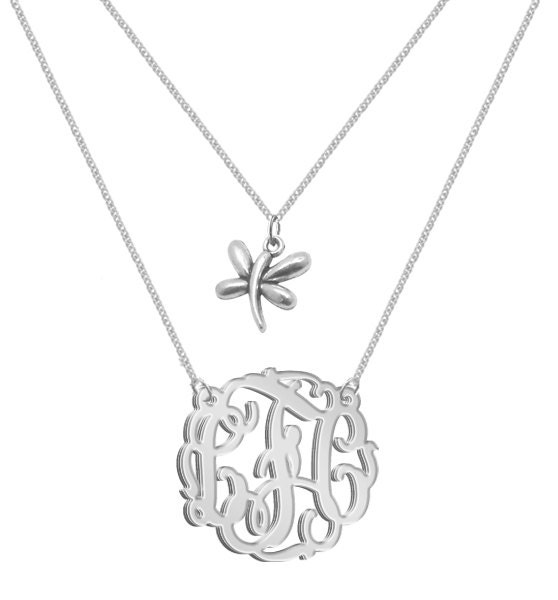 Monogram Necklace ACRYLIC SILVER MIRROR Custom  Monogram Initials Personalized  Jewelry     Pendant   Bracelet   Earrings  Keychains
