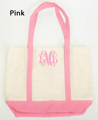Monogrammed Tote Bag  Embroidered  Gift Bridesmaids, Teachers, Beach, Boat, Anchor, Sea, Heavy Cotton Canvas Bag
