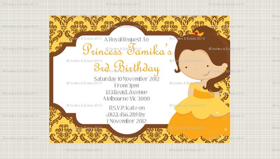 Printed Rose Princess Personalised Invitations Il_570xn