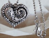 Eco Friendly Heart Necklace Rustic Silver Metal Pendant Necklace Antique Rustic Silver Metalwork Necklace Birthday Gifts Women Heart Jewelry