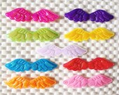 50 pcs - Shiny Angel Wing Appliques - size 12 x 48 mm. (1/2" x 1 7/8") - Mix colors