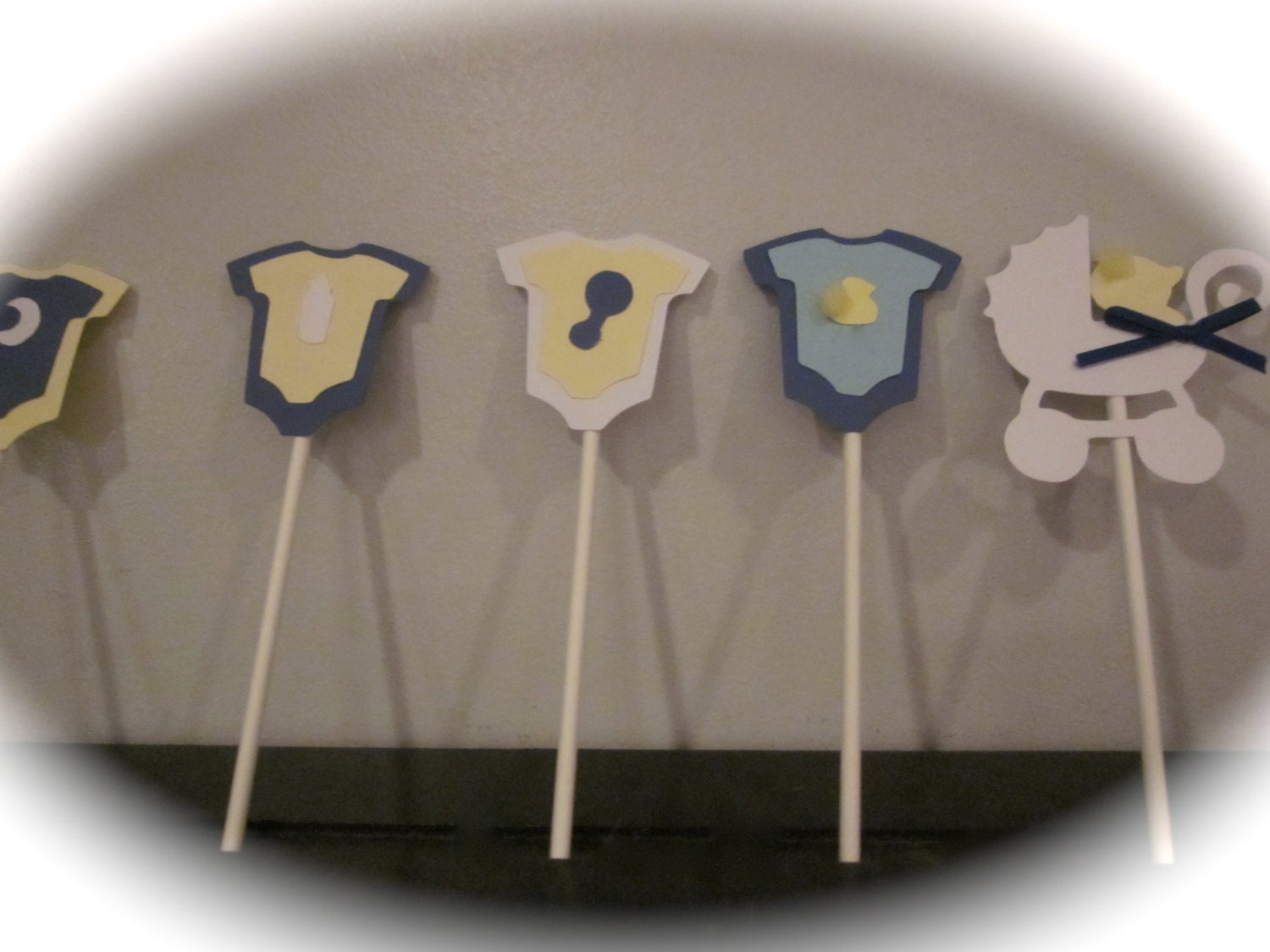 Mini Onesie Cupcake cake toppers baby shower decoration and baby carriage stroller toppers BABY BOY