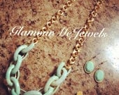 SHIPS TODAY - The SABRINA Necklace: Mint Green Enamel Chain Link Necklace