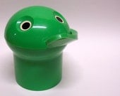 Vintage Jele Green Plastic Frog Bank Head Coin Toss Tomy Company Made in Japan