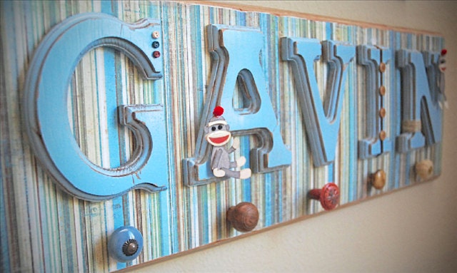 Baby Boy Name Sign Plaque - Personalized Baby Gift, Custom Name, Boy Nursery Decor, Kids Wall Art-any color and theme