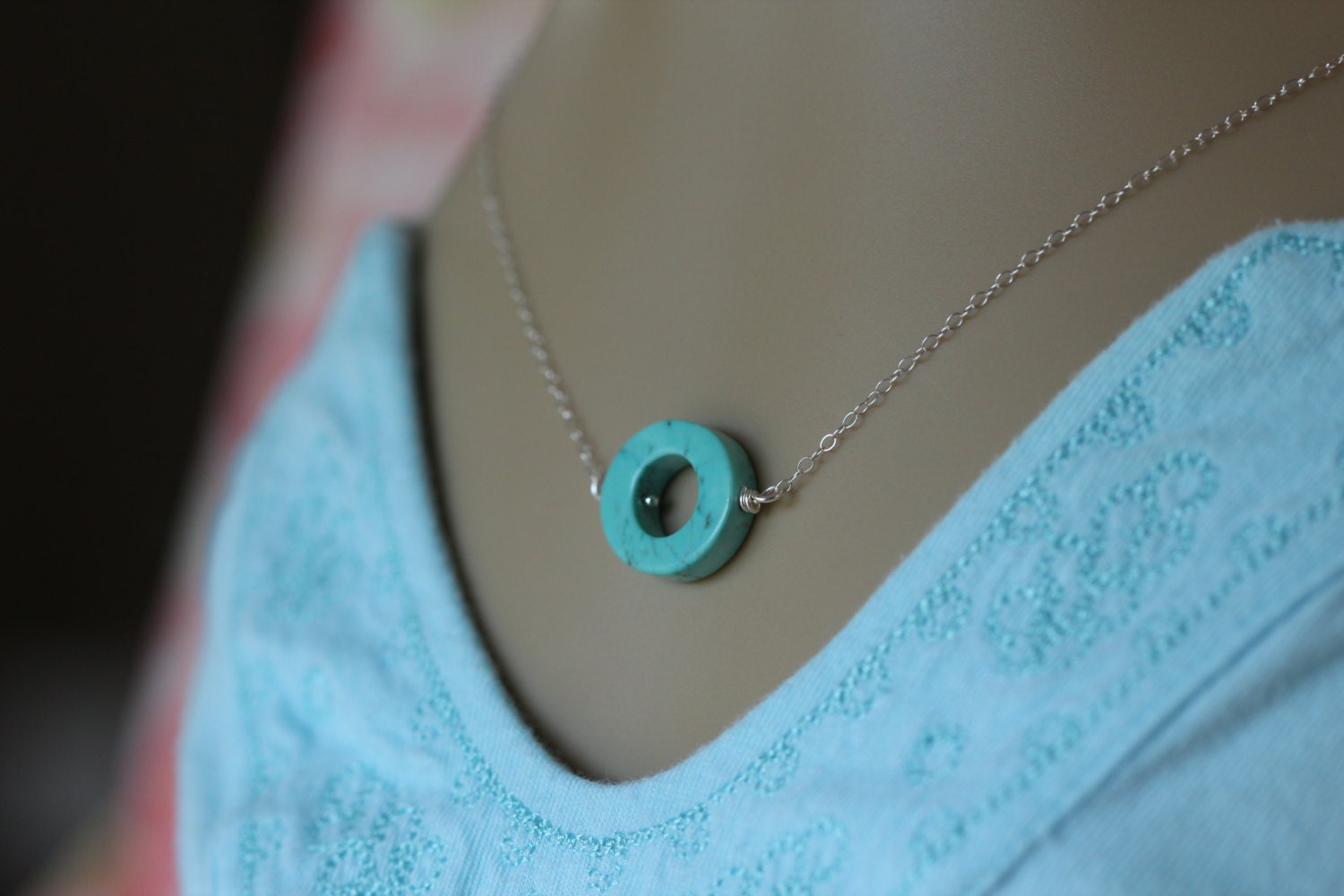 Modern necklace, turquoise, Howlite jewelry