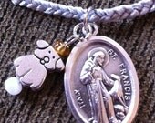 St Francis & Angel Pet Charm Braided Necklace