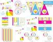 Pool Party Printables Package / DIY Pool Birthday Party / Printable Pool Party Decorations