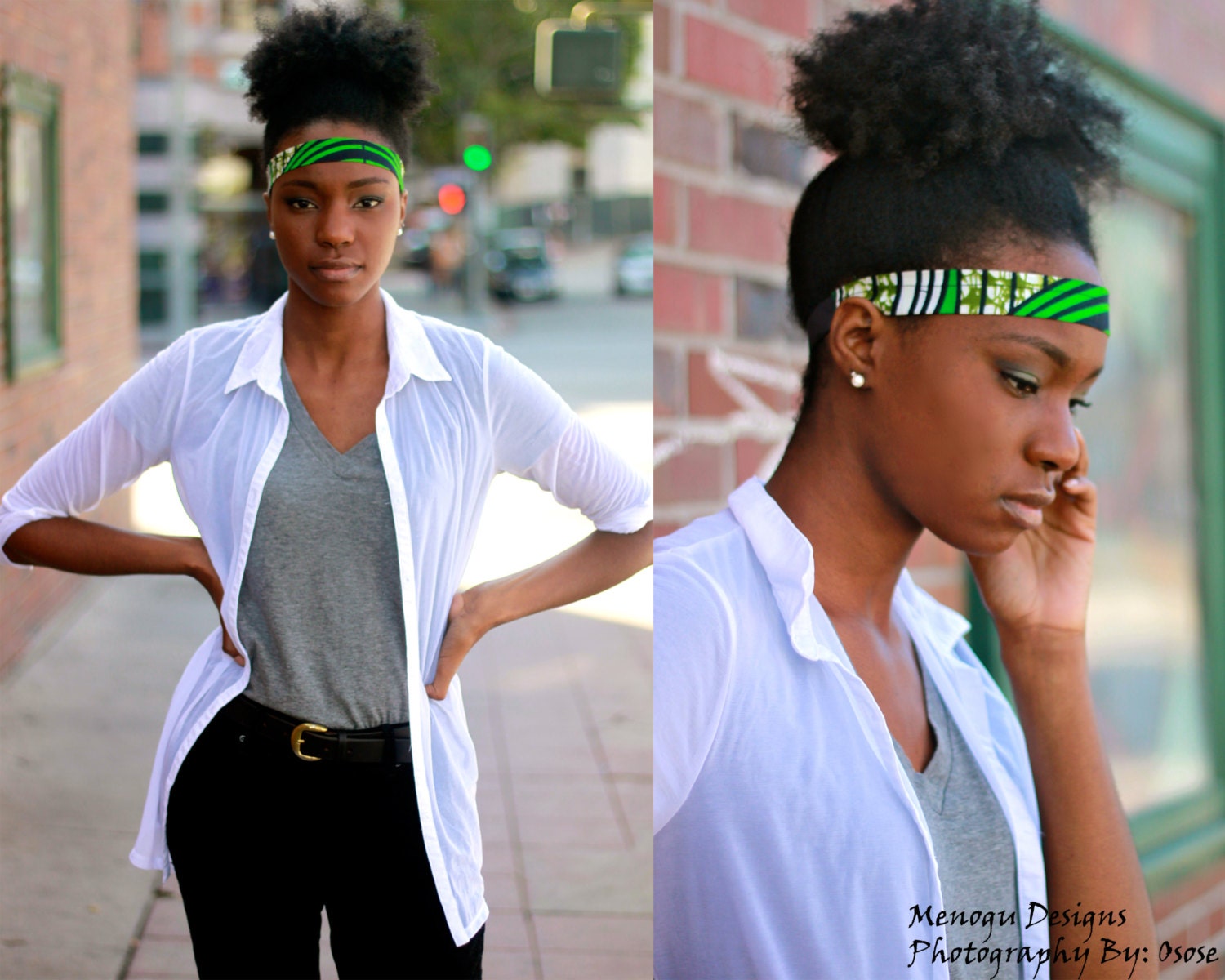 Green Ankara headband