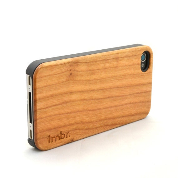 Cherry Wood iPhone 4 Case - Handcrafted Real Cherry Wood iPhone Case - Free Shipping US