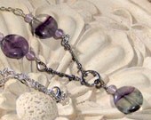 Rainbow Fluorite Silver  Y Necklace Bohemian Jewelry