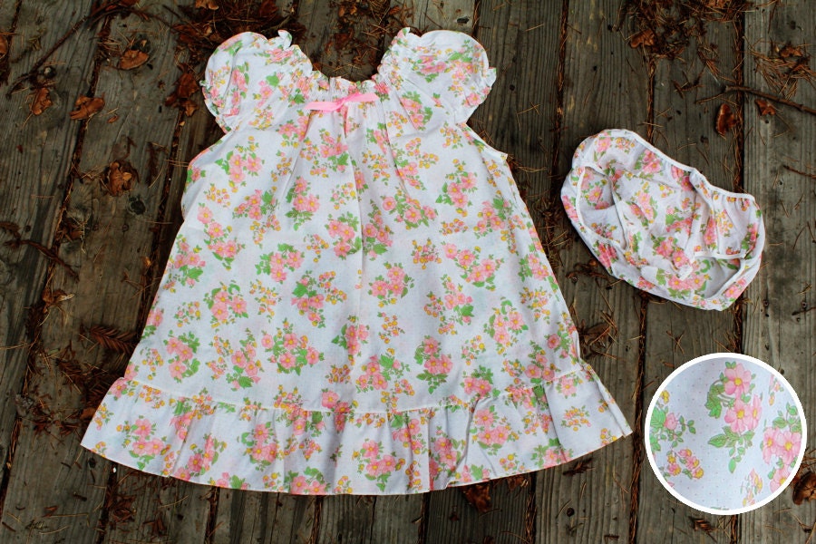 Plus Size - Vintage Lingerie Floral Nightie & Panty Set (Size S 10/12)