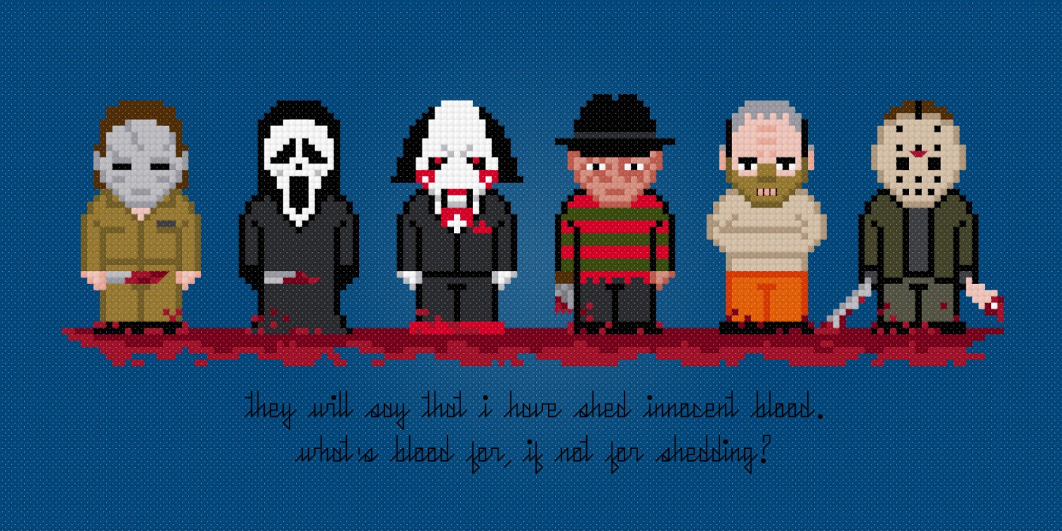 Horror Movie Serial Killers and Maniacs - Cross Stitch PDF Pattern Download