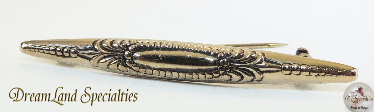 Vintage 14kt Gold Ornate Bar Brooch Jewelry