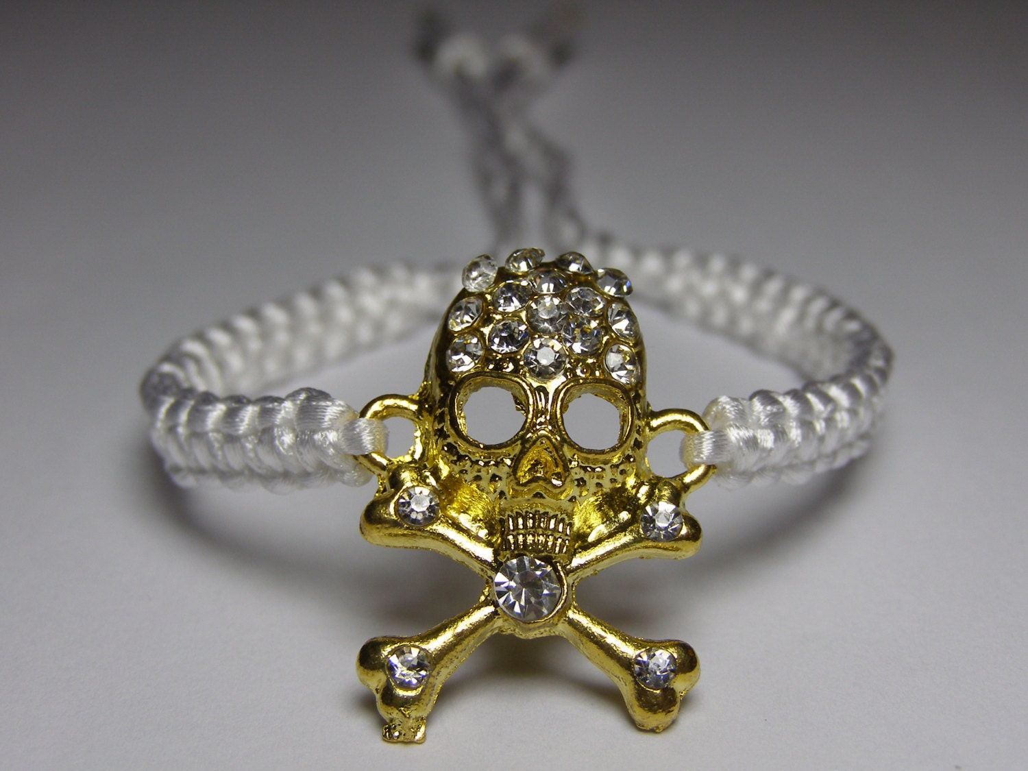 Gold skull bracelet with rhinestones