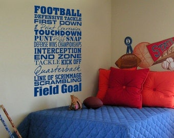 Football Theme Subway Art - Sports Vinyl Wall Word Decal
