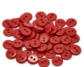 100 Bulk - Red 2 Holes Mini Resin Sewing Buttons Scrapbooking 11mm (3/8") - Pack of 100