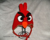 Angry Bird Hat with earflaps/ available with out earflaps, sizes newborn to adult