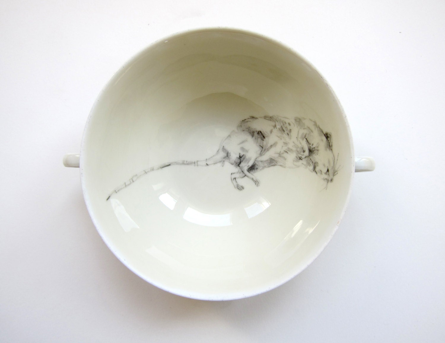 porcelain mouse memoriam teacup yellow, two handles