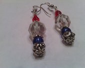 red clear blue earrings
