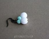 earrings: white and mint czech glass