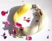 Neon Lime and White Wild Flower Minimalistic Statement Bangle Fiber Bracelet - Summer Beach Jewelry - Beach Bohemian Chic Jewelry-