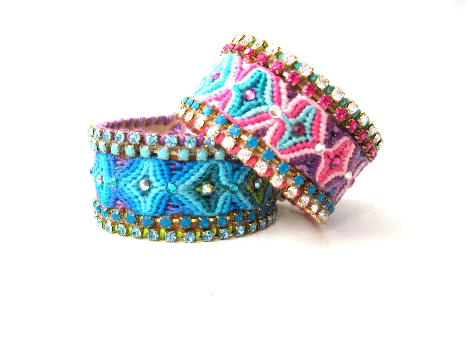 Luxury friendship cuff bracelet - friendship cuff with swarovski crystals, boho cuff, OOAK