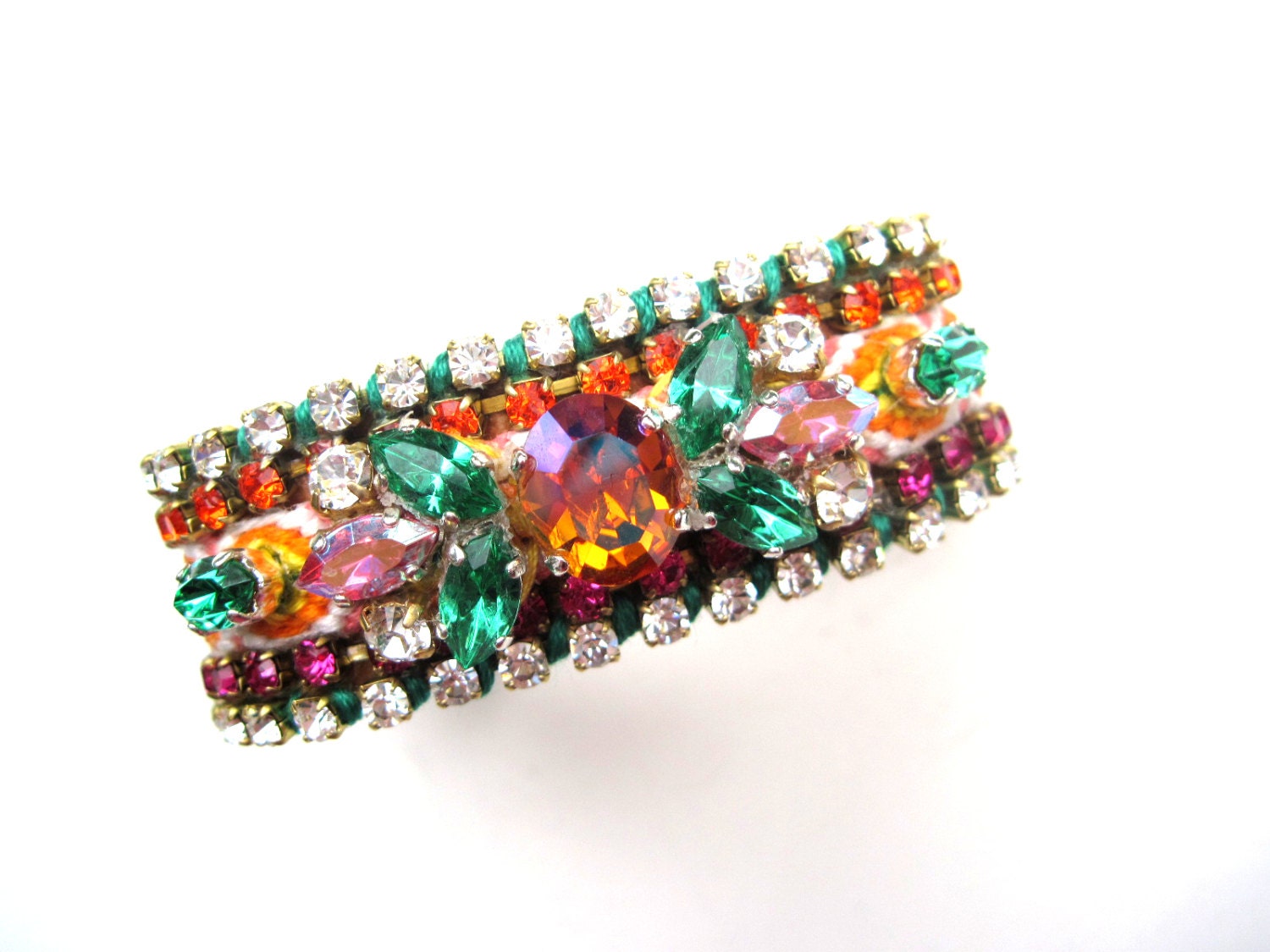 Swarovski embellished friendship cuff bracelet - swarovski friendship cuff, rhinestone friendship cuff