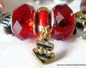 Naval Themed "Preserver of Freedom" Murano Glass and European Charm Bracelet
