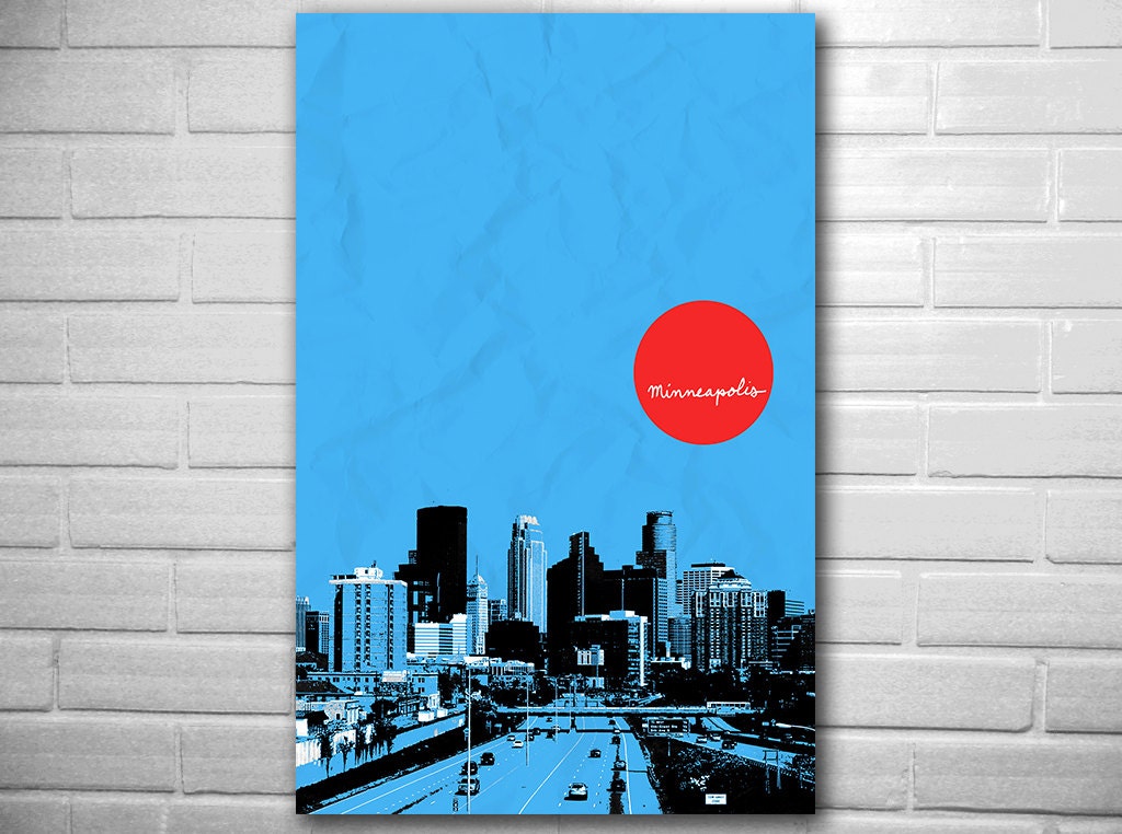 City art skyline poster cityscape of Minneapolis MN
