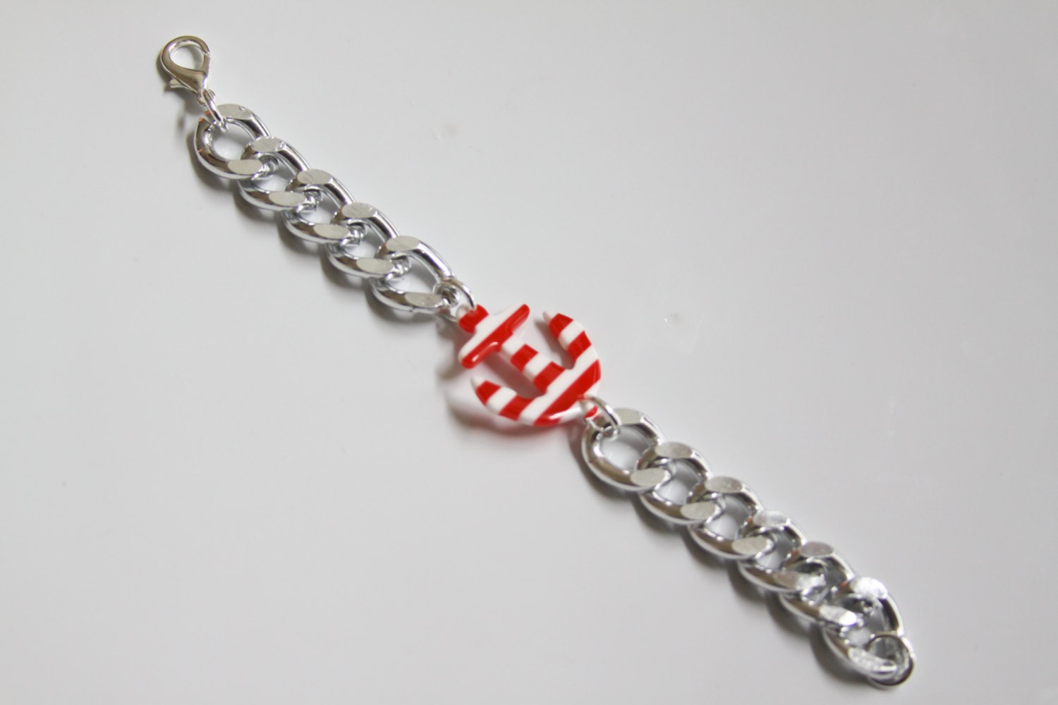 Striped Red Anchor Bracelet