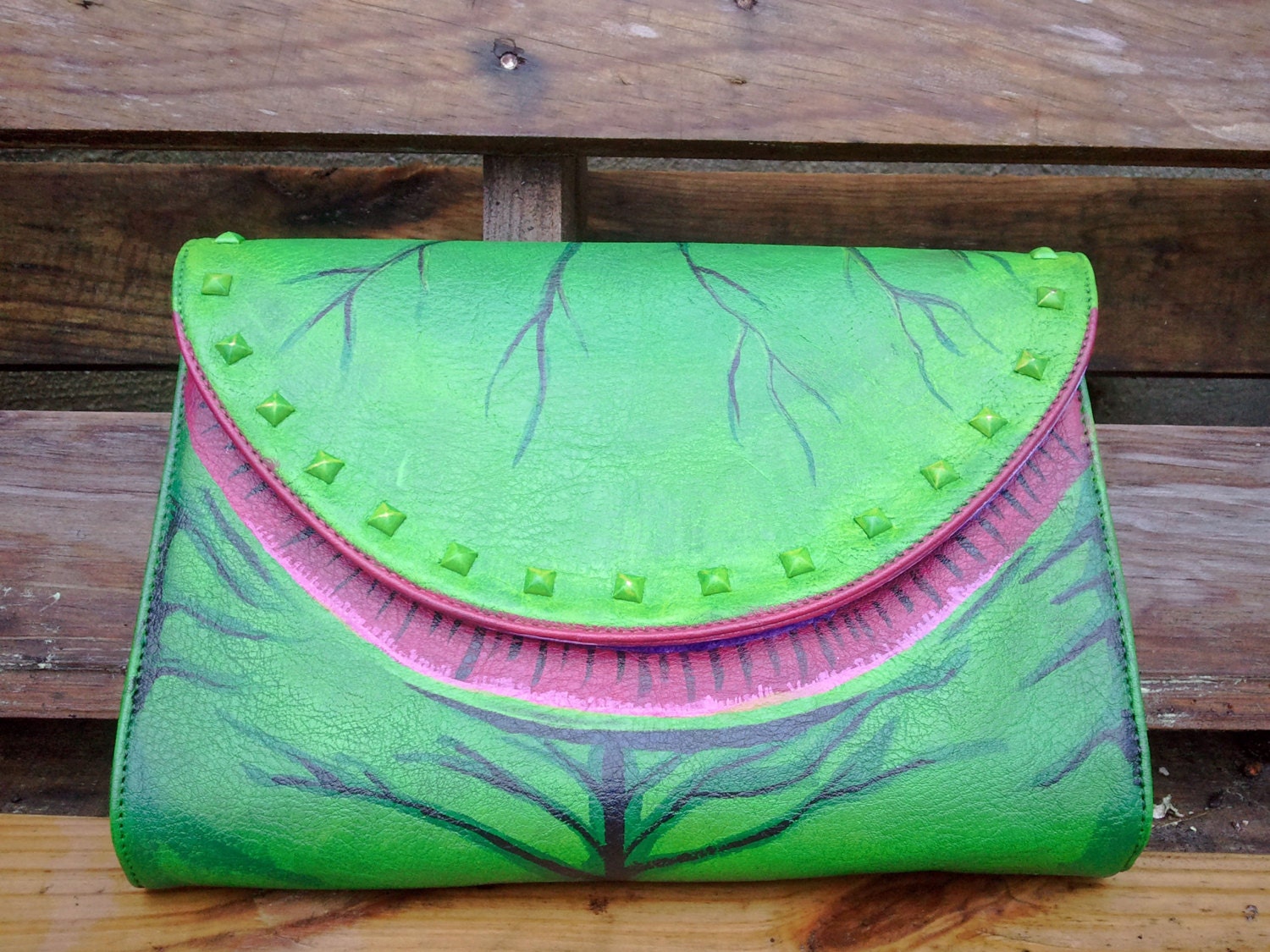 Little Shop of Horrors - Custom Clutch Purse - Hand Painted - Audrey II