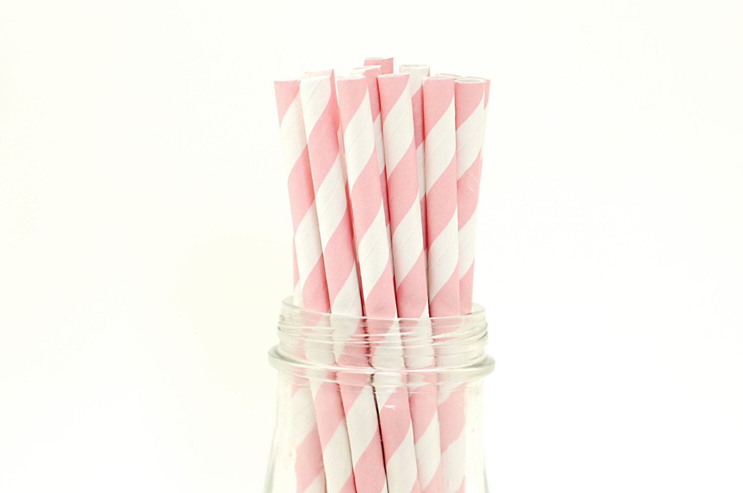 100 Pink Striped Paper Straws Retro Vintage Style Carnival Circus Wedding Birthday Bridal Baby Shower W/ Printable Flags Ready to Ship Il_170x135