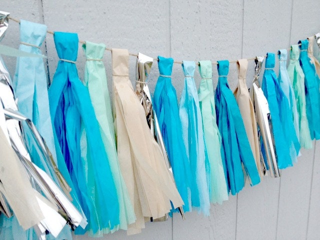 Beach Day - Tissue Paper Tassel Garland - Wedding - Party - Baby Shower
