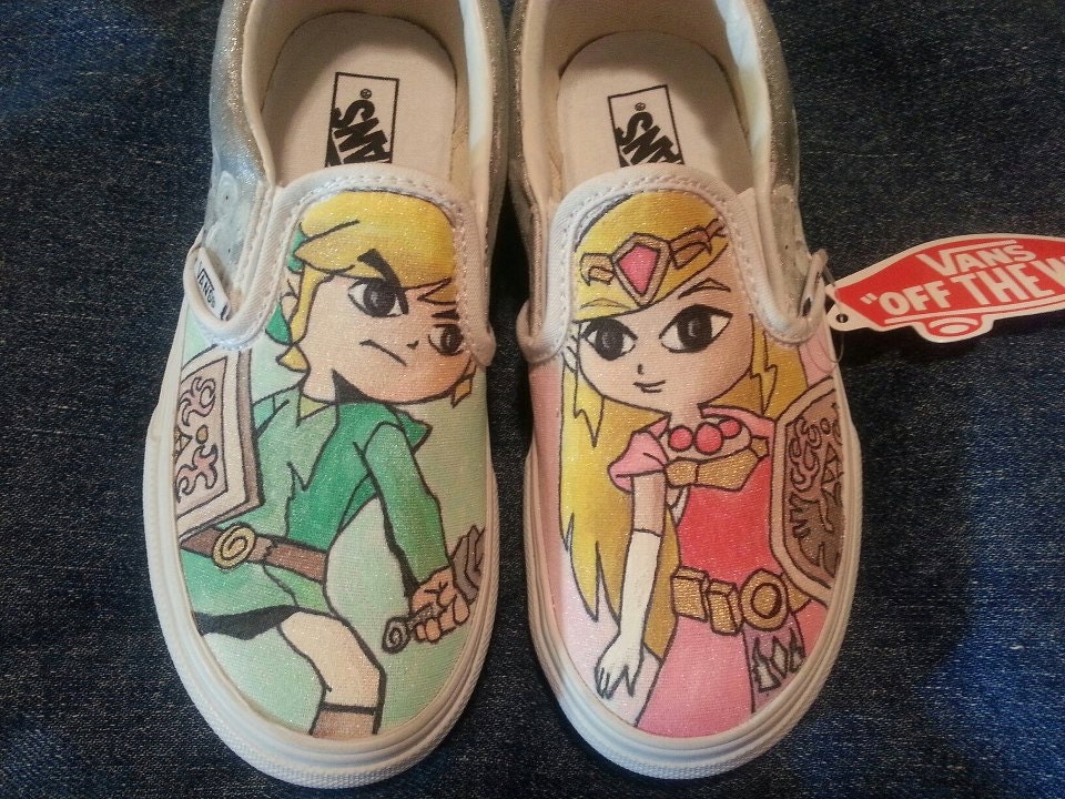 Hand-painted Zelda on Vans shoes