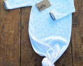 Organic Cotton Knottie Sleep Suit Onesie - Yellow on White