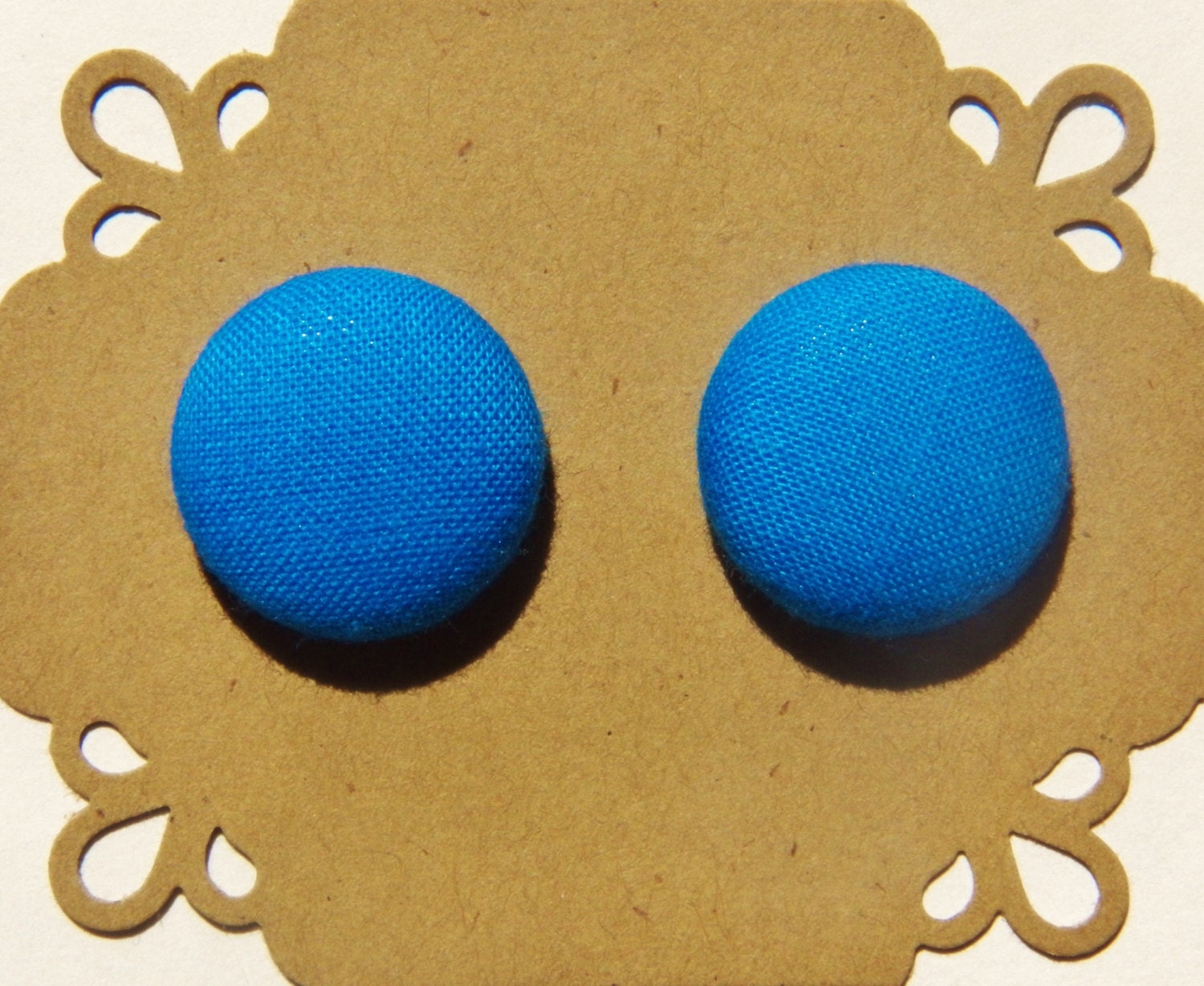 Solid Blue Button Earrings - 3/4 inch - Fabric Button Earrings - Hypoallergenic -  Button Earrings - Stud Earrings