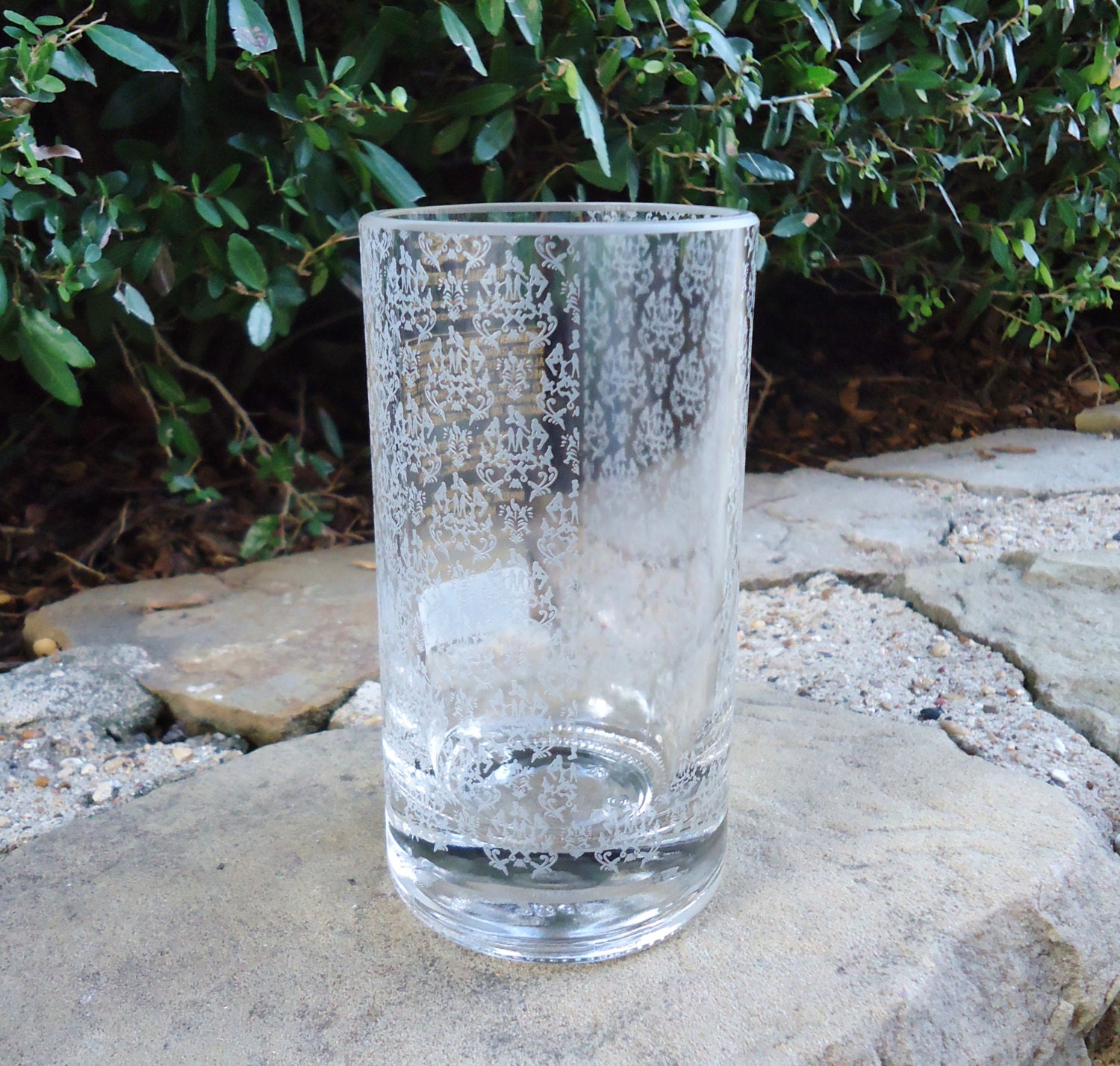 RARE Flock Damask French Cognac Drinking Glass