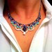Bohemian Indian Boho Chic Gypsy Hippie Neon Ombre Blue Handpainted Rhinestone  Necklace - SPRING / SUMMER 2013