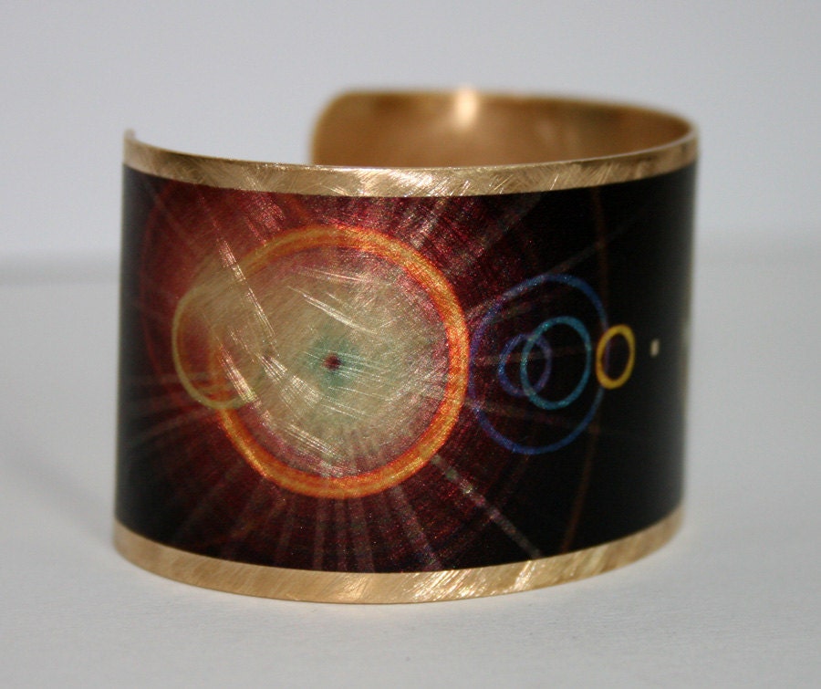 Space, Galactic, Planet, Galaxy, Solar flare, Brass Cuff Bracelet. black, multicolored, handmade, Adjustable, Free shipping.