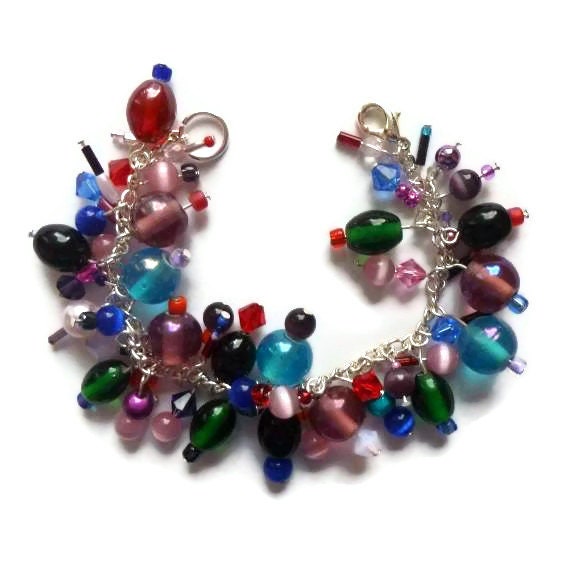 Bead Soup Charm Bracelet. Handmade And Unique. Great Gift.