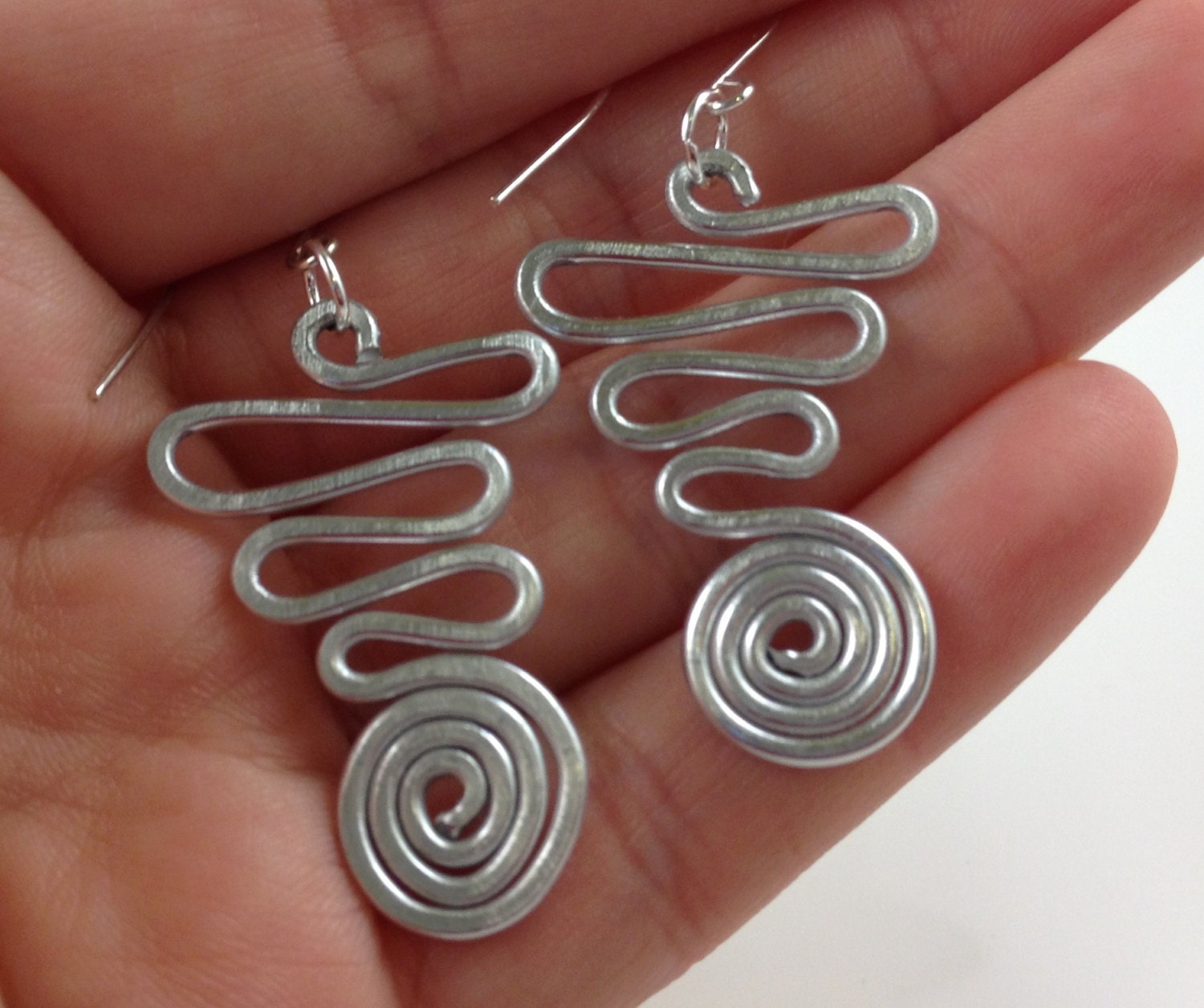 SALE EARRINGS Wire Wrapped Earrings Silver Hoops Silver Spiral Earrings Wire Earrings Hammered Jewelry ITEM0507