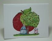 Apple Greeting Card, The Sweet Scent of Fall Handmade Greeting Card, Blank Note Card, Red Apple