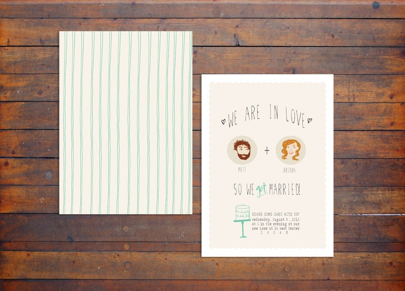 Indie Style Illustrated Elopement Announcement
