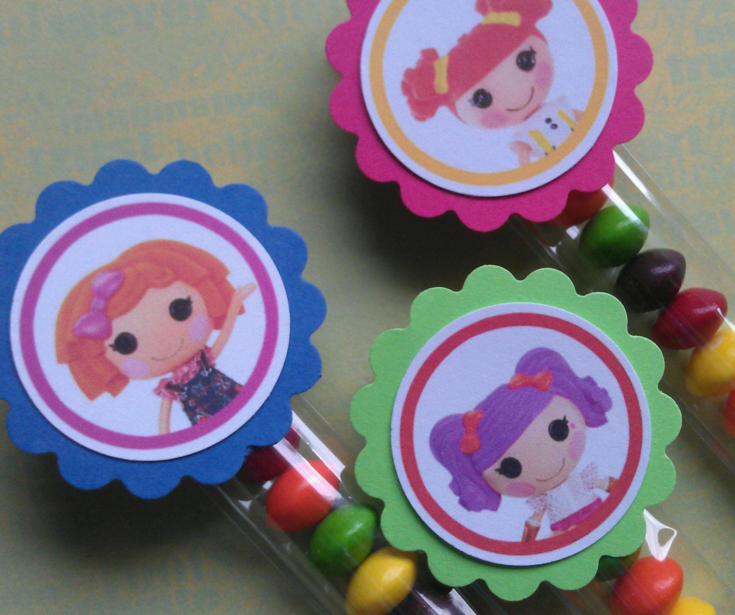 12, 1x8 Candy bag available for doc mcstuffins, lalaloopsy, angry birds, jungle animals, ninjago, Harry potter and more...