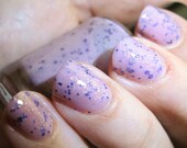 Are You Shy Nail Polish - MINI - soft pink with gold flakes and purple glitter